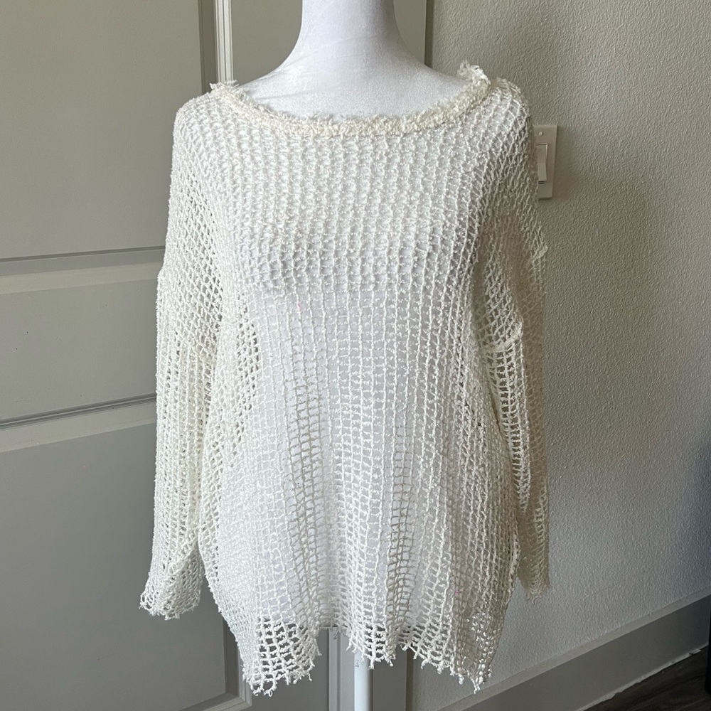 IRO White Crew Neck Sweater with Airy Knit
